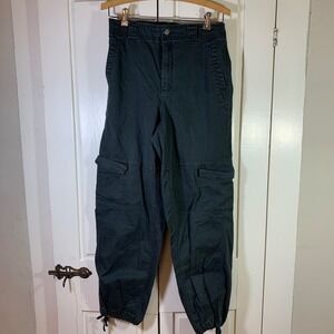 Old Navy Womens Cargo Pants Size S Tall Black Jogger Leg Elastic Waist Cinch Hem